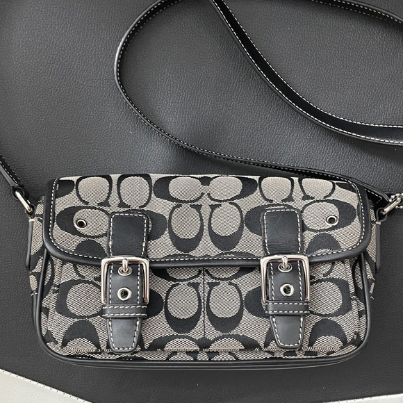 Coach Taupe & Black Classic Monogram Cross Body - Picture 9 of 14